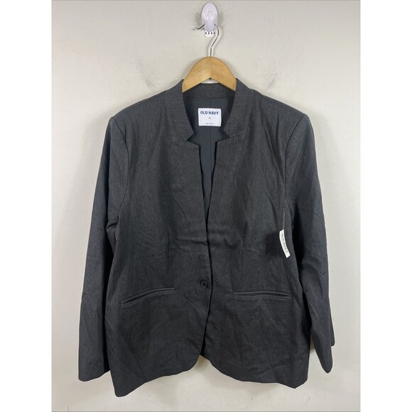 Old Navy Women's Relaxed Gray Blazer Jacket XL Regular Fit Classic Style NWT - Picture 1 of 10